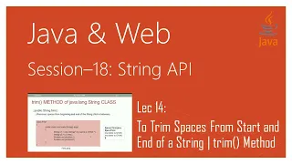 String API in Java To Trim Spaces From Start and End of a String trim Method in Java