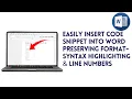 How To Easily Insert Code Snippet Into Word Preserving Format Syntax Highlighting Line Numbers