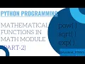 Mathematical Functions in Math module in Python pow sqrt exp