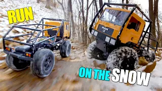  diy 4x4 offroad rc truck run on the snow