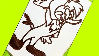 🛑🔥 Como dibujar al Pajaro  loco  #dibujosfaciles 