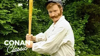 conan plays old timey baseball late night with conan o brien