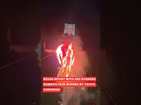 Ravan Effigy With CEC Gyanesh Kumar's Face Burned By Youth Congress