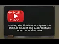ALEKS Finding the final amount given the original amount and a percentage increase or decrease