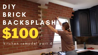100 DIY Faux Brick Backsplash Wall Extreme Home Makeover Part 4 House Renovation