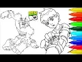 BEN 10 Coloring Pages 2 Colouring Pages for Kids with Colored Markers