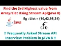 Java Program to Find the Third Highest from a List or an Array using Stream API Java 8 FAQ