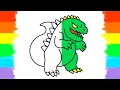 How to Draw and Color Godzilla Coloring Page