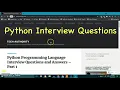 Python Programming Language Interview Questions and Answers - Part 1 Python for Beginners Course