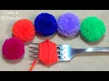 Download Lagu Super Easy Pom Pom Making Ideas with Fork - Hand Embroidery Amazing Trick- Easy Woolen Flower Making