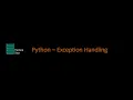 Python Exception Handling