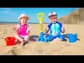 Download Lagu Kids on the Beach Playing Sand and other Kids Toys