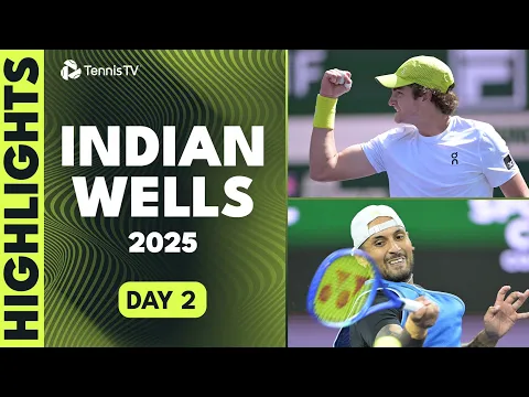 Kyrgios Returns; Fonseca, Monfils & Goffin Feature | Indian Wells 2025 Day 2 Highlights - YouTube thumbnail