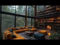 Download Lagu Smooth Jazz Instrumental Music - Cozy House in Rainforest Ambience \u0026 Gentle Rain, Fireplace Sounds 🔥