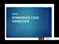 Intermediate Code Generation Part-1