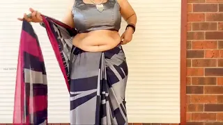 black fancy saree draping navel vlog saree lover hiras saree expression shoot
