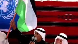 الشيخ ابو الفهد الحميدي احد شيوخ قبيلة الترابين خلال مشاركتة في مسيرة العودة وكسر الحصار 