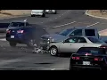 Red light runner gets t-boned by two cars at an intersection