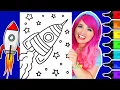 Coloring a Rocket Ship in Outer Space Coloring Page Ohuhu Art Markers