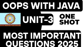 Object Oriented Programming With Java Aktu Most Important Unit 3 OOPS with Java Aktu 2025
