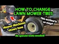 Change Riding Lawn Mower Tires Easy No special tools needed Mechanic shows secrets