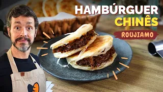 HAMBÚRGUER CHINÊS: Receita do pão folhado ultra crocante feito na frigideira (Tongguan Roujiamo)