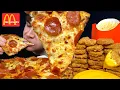 ASMR MUKBANG EXTRA CHEESE PIZZA CRISPY CHICKEN NUGGETS MCDONALD S FRIES WITH CHEESE RANCH