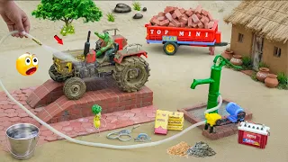 DIY Mini Tractor Washing with Hand Pump | Using Bricks | Village Water Supply project | @topminigear