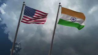 Waving flags of the united states and the india Free Stock without Watermark or Copyright