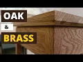 Solid oak side table with brass rods what