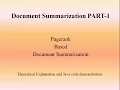Document Summarization PART-1 Pagerank based document summarization