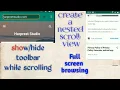 how to create nested scroll view show hide toolbar in android