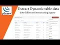 Extract Dynamic table data into JSON XML PNG CSV TXT SQL MS-Word Ms-Excel and PDF format