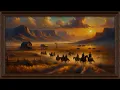 Desert Ranch Sunset Painting Western Wood Frame TV Art Art Screensaver for TV 2 Hrs