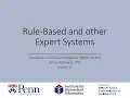 Lecture 12 Rule-based and Other Expert Systems