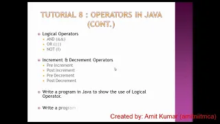 Tutorial 8 Operators in Java BLUEJ FOR 9th