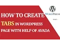 How to create TABS in Avada theme