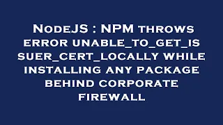 NodeJS NPM throws error unable - to