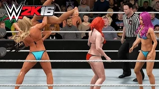 charlotte vs becky lynch vs sasha banks vs bayley barefoot bikini wwe 2k16 pc