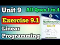 Exercise 9 1 unit 9 linear programming class 11 new mathematics book first year exercise 9 1