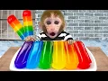 Download Lagu Monyet Bon Bon Imut makan es krim pelangi di restoran kertas bersama bebeknya