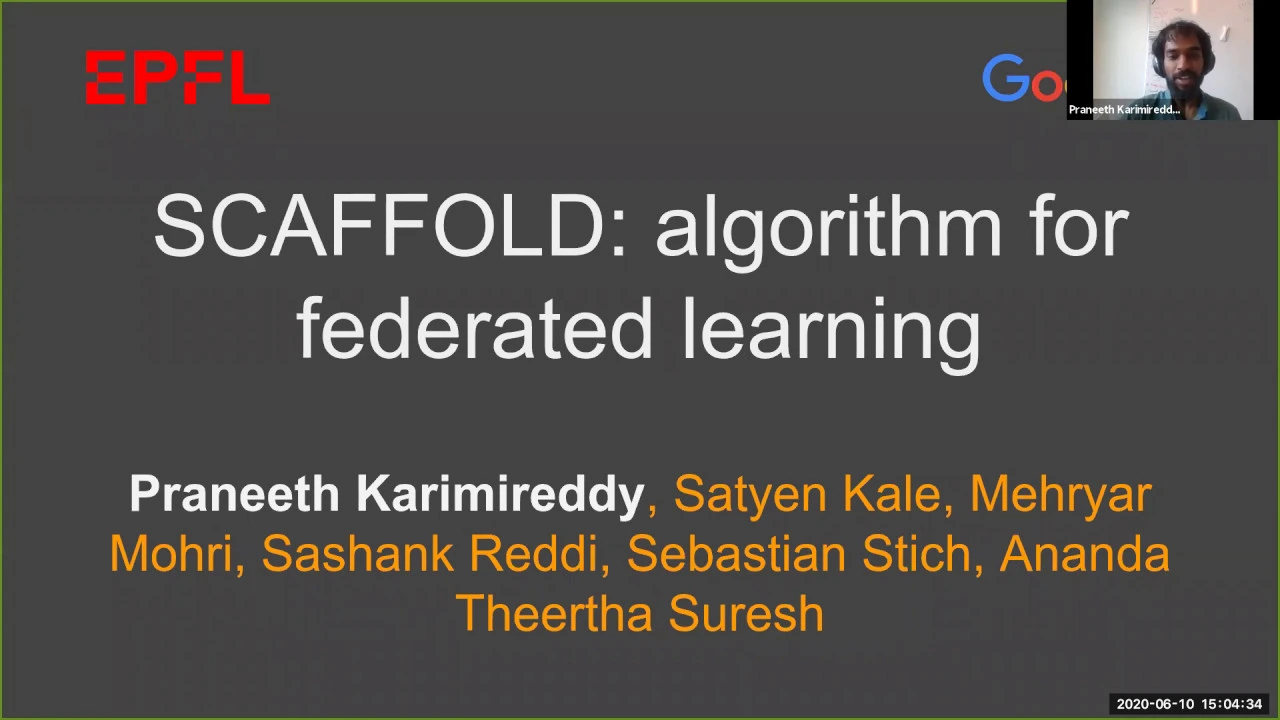 FLOW Seminar #4: Praneeth Karimireddy (EPFL) SCAFFOLD: an algorithm for federated learning