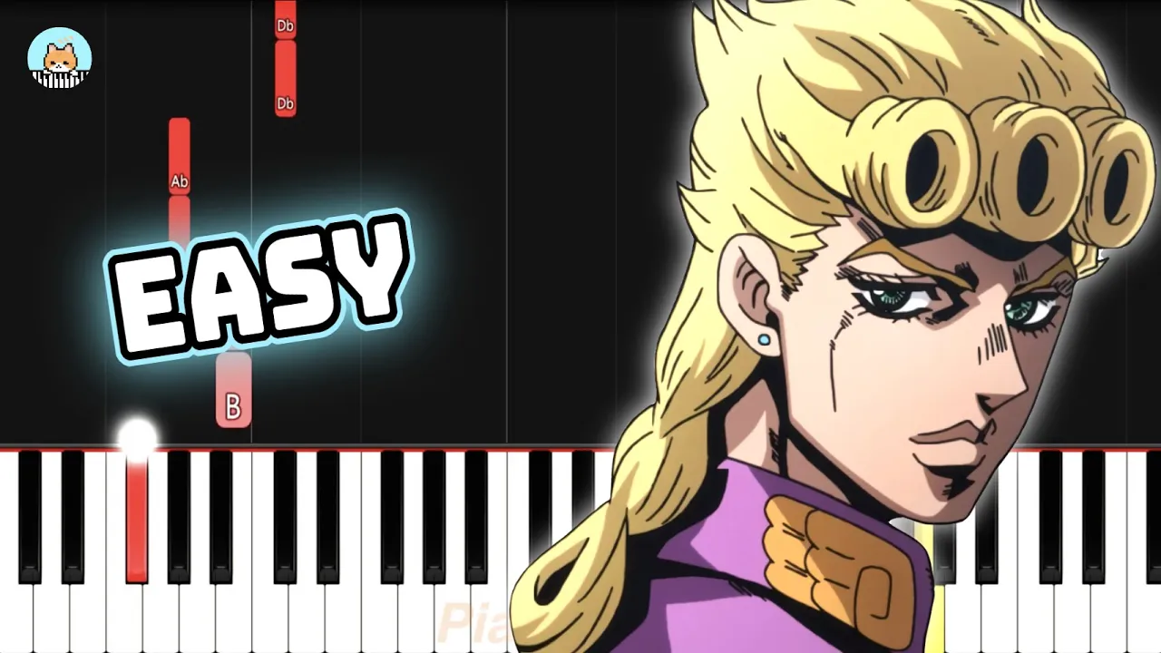 [full] JoJo Golden Wind OST - "Giorno's Theme/Il vento d'oro" - EASY Piano Tutorial & Sheets