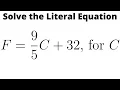 Solve the Literal Equation F C 32 for C