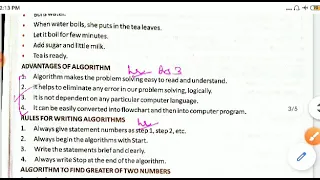 Class 5 Computer chapter 8 Problem Solving Algorithm and Flow Chart Single part