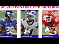 Updated 2021 Fantasy Football PPR Rankings Top 200 Cheat Sheet