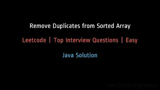 Remove Duplicates From Sorted Array - Leetcode