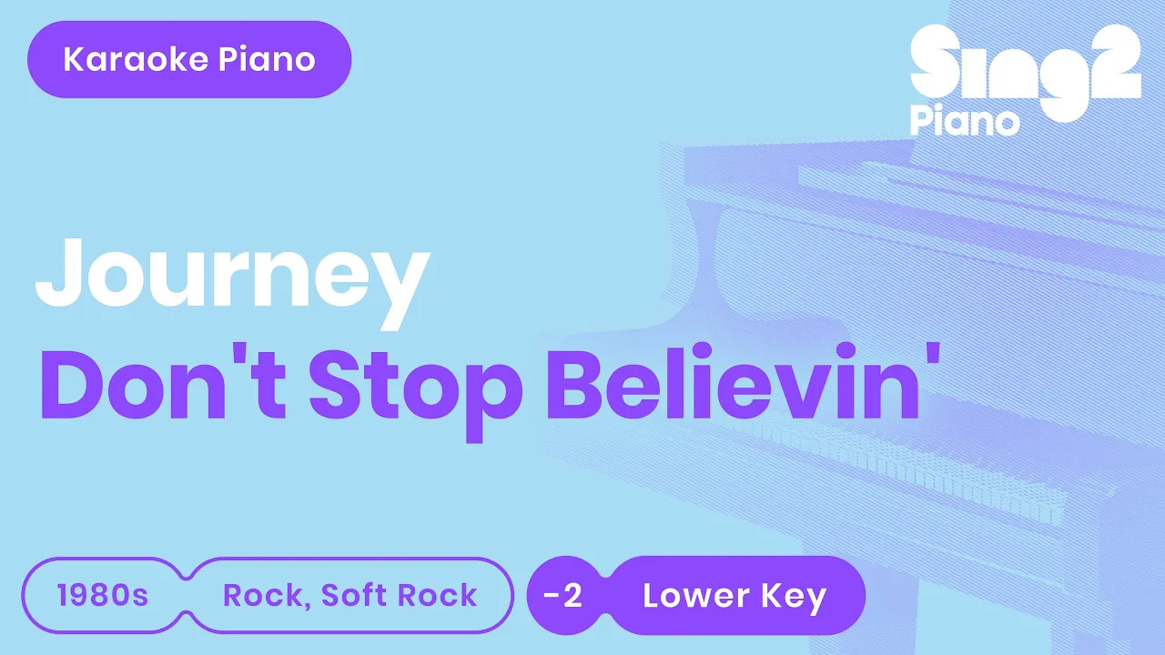 Journey - Don't Stop Believin' (Lower Key) Piano Karaoke