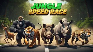 jungle speed race gorilla vs tiger vs deer vs rhino vs jaguar vs wild boar
