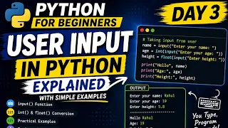 Python Tutorial for Beginners Day 3 User Input in Python Explained with Simple Examples